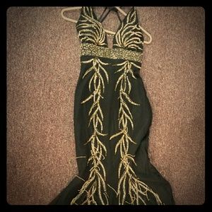 Black dress with gold beading